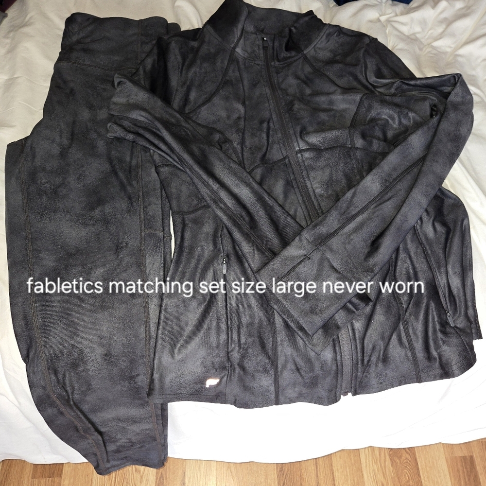 Fabletics Black Leggings and Jacket Set